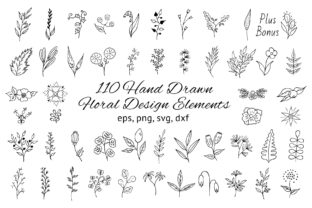 110 Hand Drawn Floral Design Elements for Branding and Packaging