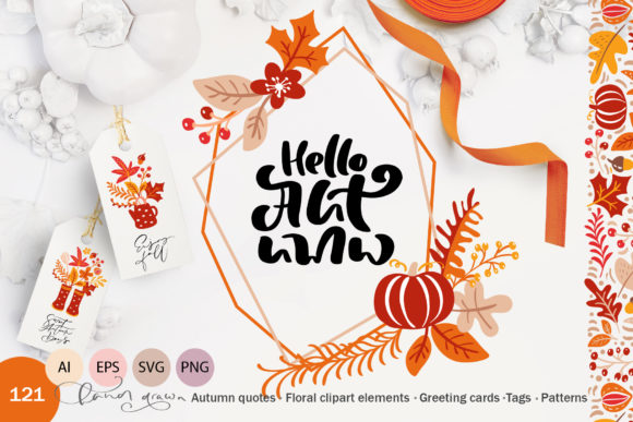 Autumn Vector Calligraphy Elements for Graphics and Illustrations
