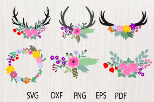 Floral Antlers Graphic for Crafts and Creative Design