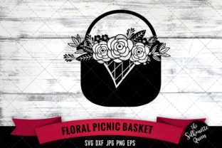 Floral Basket Graphic Design Asset for Crafts and Branding