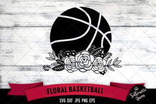 Floral Basketball Graphics for Creative Crafts