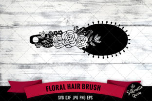 Floral Hair Brush Graphics for Crafts