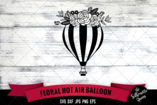 Floral Hot Air Balloon Graphics for Creative Crafts