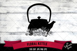 Floral Kettle Graphics for Crafts and Creative Projects