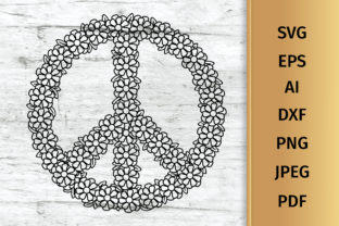 Floral Peace Sign Graphics for Crafts and Branding