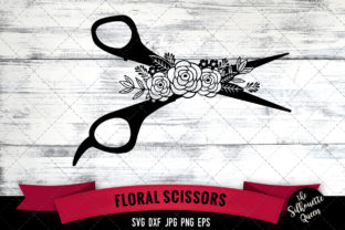 Floral Scissors Graphic Design Asset for Crafts