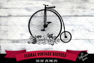 Floral Vintage Bicycle Graphics for Crafts