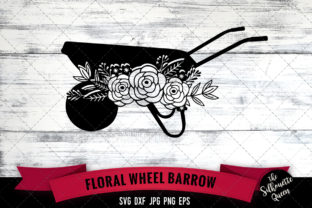Floral Wheelbarrow Graphics for Crafts and Creative Projects