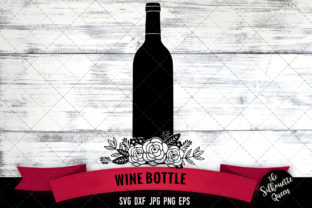 Floral Wine Bottle Graphics for Crafts and Creative Projects