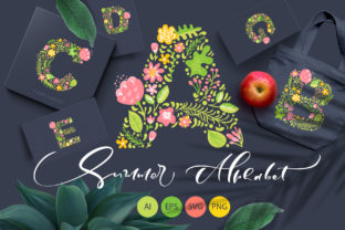 Hand Drawn Summer Flower Alphabet for Local Business Graphics