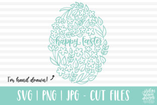 Happy Easter Floral Egg Graphics for Crafts