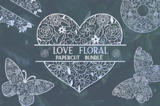Love Floral Papercut Bundle- 14 for Crafts and Graphics