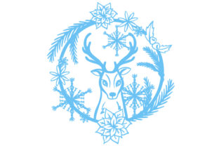 Reindeer in a Floral Weath with Snowflakes Review