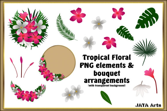 Tropical Flowers Bouquet Graphics for Handmade Creations