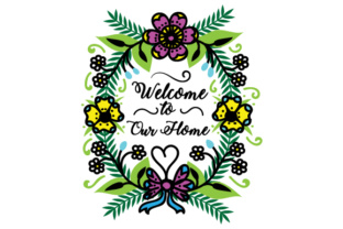 Welcome to Our Home Floral Wreath for Crafts and Family